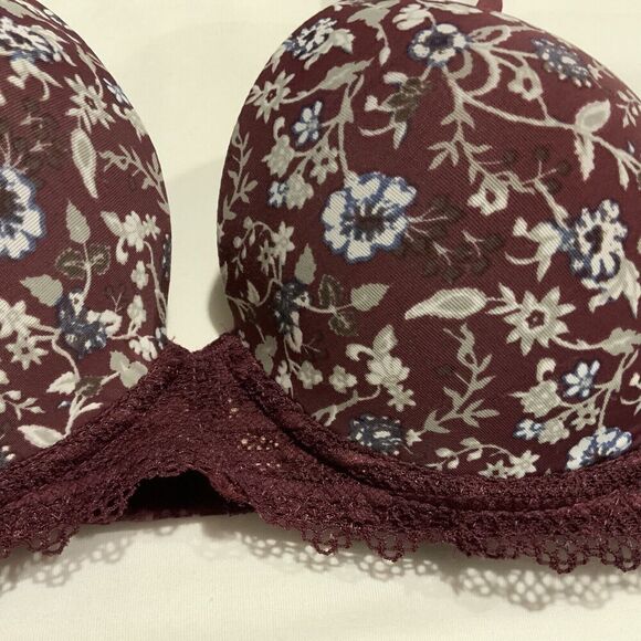 Lucky Brand Light Lift Demi Bra Underwire Maroon Floral Size 36C NWT - Picture 2 of 7